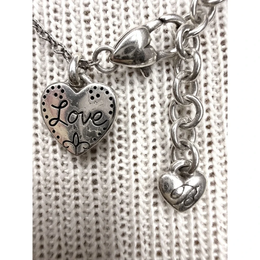 Brighton Love Heart Necklace Silver Plated Y2K Retired Pendant‎ Adjustable Chain